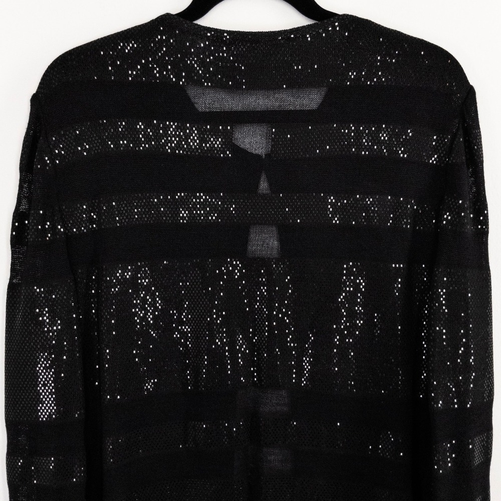 St John Black Sequin Open Front Knit Cardigan Sweater Jacket Women's 14 USA - Picture 4 of 10